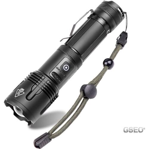 LED Flashlight XHP99 5 Modes Telescopic Zoom Light Portable Powerful Camping Tactical Torch USB Rechargeable Flashlight