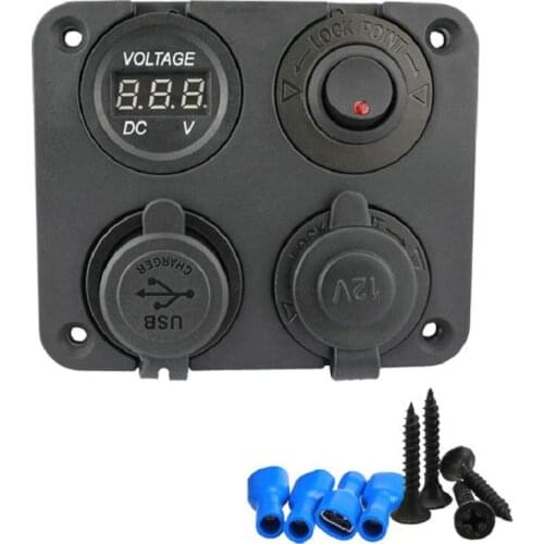 12V Car Cigarette Lighter Socket Dual USB Port Charger Voltmeter Panel Fast Charging Safety and Stable for Car Motorcycle Boat