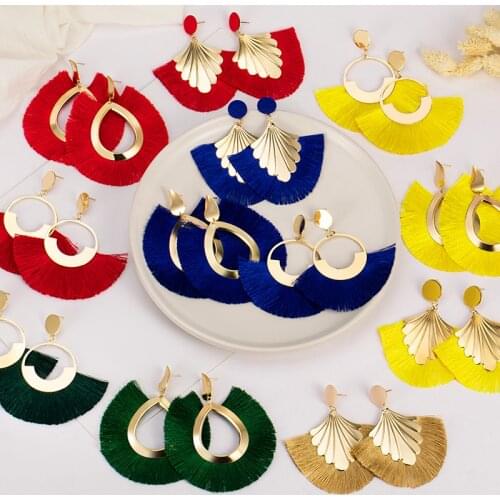 BICUX Fashion Bohemian Big Tassel Earrings for Women 2020 Trendy Statement Large Fringe Drop Dangle Earring Za Pendientes Jewelr