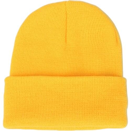 Ladies Plain Winter Beanies Warm Knit Hats for Women Men Soft Cuff Skullies Neon Green Orange Yellow Grey Purple Beige
