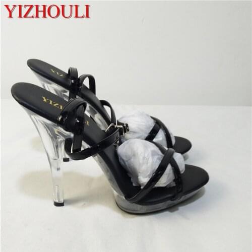 Banquet womens shoes, transparent crystal sexy nightclub waterproof platform and brides wedding shoes, 12cm Dance Shoes