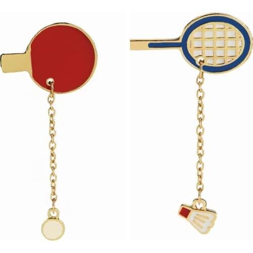 Zhijia Table Tennis Racket Pins Badminton Racket Brooches Pingpong Enamel Brooch Badminton Brooches For Sport Lovers