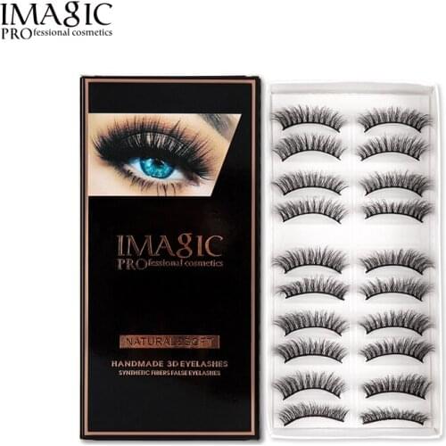 10 Pairs Of 3D False Eyelashes Set Cotton Thread Soft Stem Natural Simulation Thick Curled Eyelashes Extension Maquiagem Makeup
