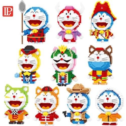 10 Style 928pcs+ Cartoon Doraemon Building Blocks Action Figures Anime Small Plastic Micro Brick Toys For Children Gifts