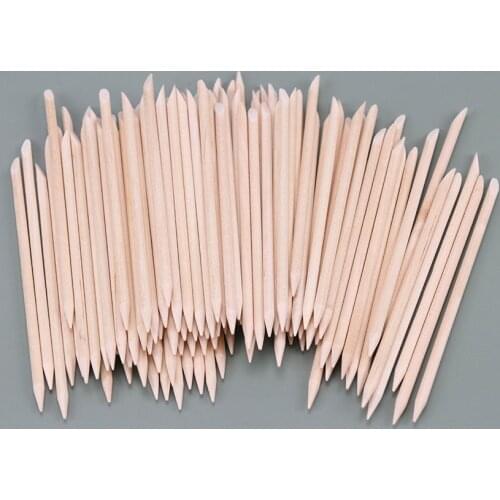 100PCS/Pack Women Lady Double End Nail Art Wood Stick Cuticle Pusher Remover Pedicure Professional Nail Art Tool