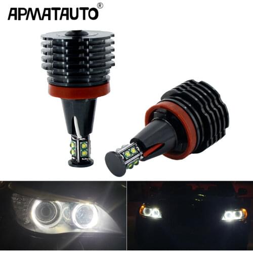 2pcs Car Angel Eyes light Headlight Lamp white red blue fog lights H8 Headlamps Led CANBUS for BMW E90 E92 E82 E60 E70 X5 E71 X6