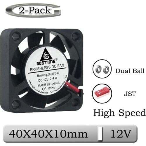 2Pcs Gdstime DC 8.4V 40X40X10mm 40mm JST Connector Mini 3D Printer Cooler Fan 4cm 40mmX10mm High Speed Brushless Cooling Fan