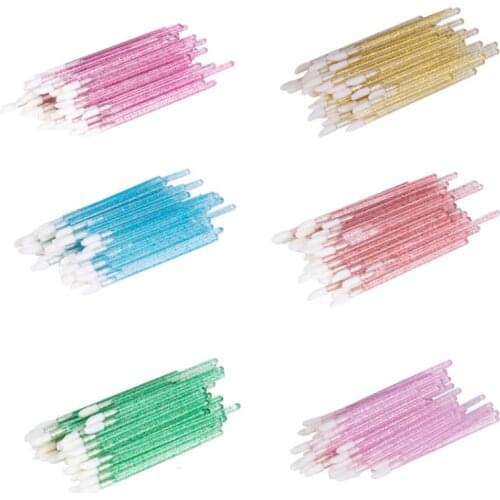 50/100Pcs Disposable Lip Brush Eyelash Brushes Crystal Lashes Micro Brushes Eyelash Extension Applicator Cleaner Beauty Tools