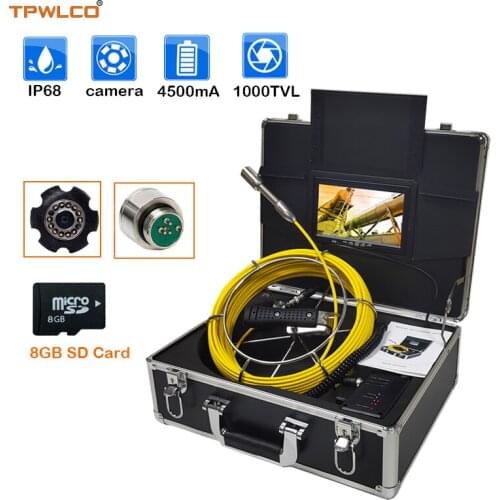 7" Screen 20-50m Cable Pipe Inspection Camera Endoscope System With DVR And Sun-visor 23mm Len Waterproof Cleaner Sewer Camera