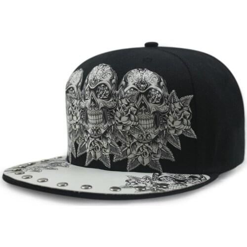 New high grade Fashion snapback youth Unique men skull print rivet hip hop punk girl casual street dance sunblock baseball cap