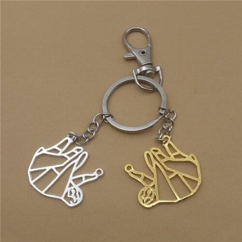 Elfin Origami Sloth Key Chain Trendy Gold Color Silver Color Women Men Car Bag Car Sloth Key Rings Sloth Geometric Jewellery