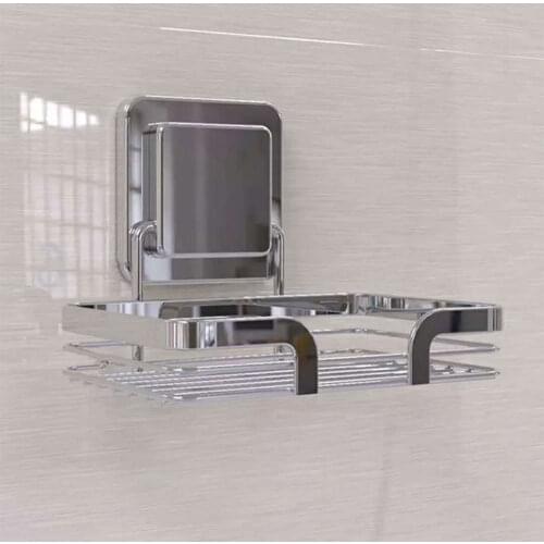 Stainless Steel Soap Dish Holder Bathroom Accessories Bathroom Suction Cup Drain Soap Dtorage Rack