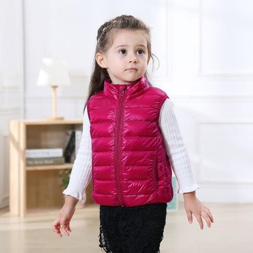 KIDS Autumn Ultra Light Vest Brand Natural Duck Down Stand Collar Vest Lightweight Baby Jacket Fall Winter Boy Girl Vest