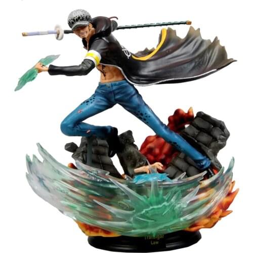 One Pieces Anime Cartoons 31CM Figure Trafalgar D Water Law PVC Oversize Collectible Model Toy Draw Out A Sword Doll Gift Figma