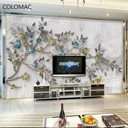Colomac Custom 3d Retro Embossed Plum Blossom Wallpaper Living Room Bedroom Background Decor Mural Wall Stickers Drop Shopping