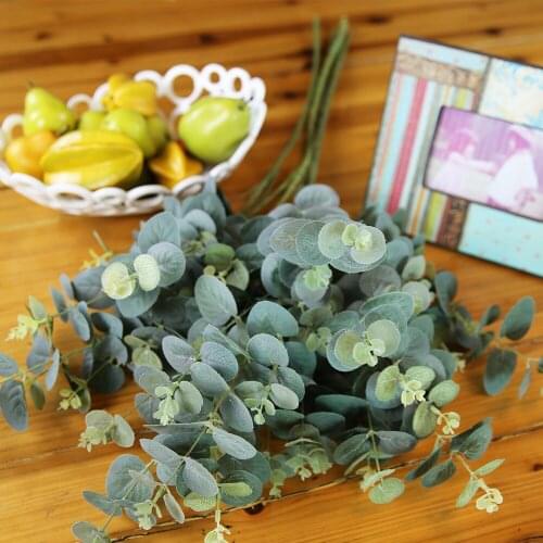 Natural Eucalyptus Artificial Silk Leaves Branches Stems Fake Plants For Home Garden Wedding Christmas DIY Decoration Gifts 92cm