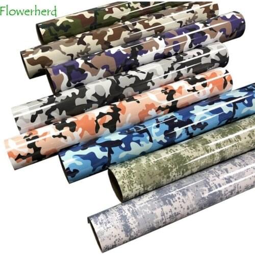 Camouflage Pattern Heat Transfer Vinyl HTV PU Iron on Vinyl Bundle 12" for Cricut Silhouette Cameo DIY Iron on T-Shirts Fabrics