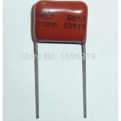 50pcs CBB capacitor 681 2000V 681J 2KV 680pF 0.68nF P15 CBB81 Metallized Polypropylene Film Capacitor