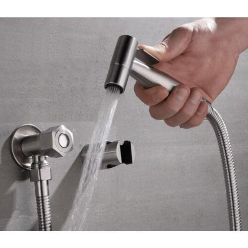 Stainless steel brushed nickel Round Handheld Bidet Portable Bidet Shower Set With Brass Bidet Valve BD621