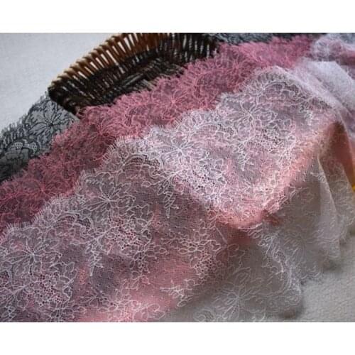 3 Meters long 24.5CM wide high quality double edging eyelash chantilly lace trimming wedding lace trim french lace trim