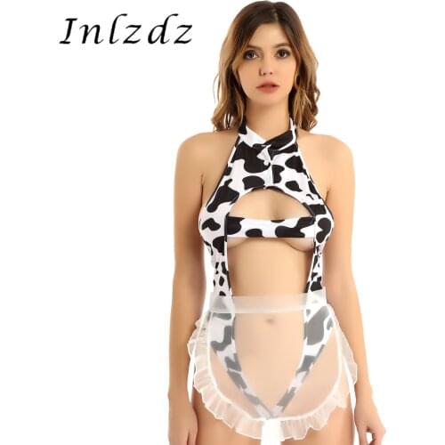 Maid Cosplay Lingerie Sex Costume for Sexy Womens Girls Hollow Out Japanese Underwear Lingerie High Cut Thong Leotard Bodysuit