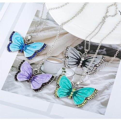 Fashion Necklace Animal Butterfly Crystal Small Fresh Jewelry European American Retro Cute Butterfly Series Necklace