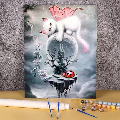 Cat Animals DIY Painting By Numbers Package Acrylic Paints 40*50 Canvas Painting Decorative Paintings Adults Drawing