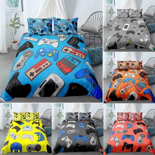 14 Size Gamer Bedding Set Printed 2/3 Pcs Duvet Cover & Pillowcase Closure Single Double Full Queen King