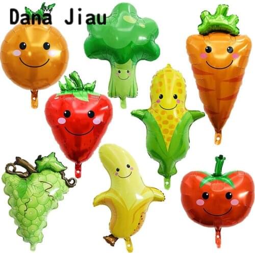 DanaJiau NEW food vegetables cartoon foil balloon Birthday party decoration ball delicious pizza movie pop corn lovely kids toy