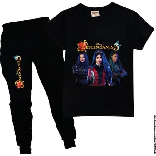 Newest childrens Descendant 3 Girls T-shirt + trouser suit Preston girls shirt hip-hop top girl clothes kids sports suit 2-16Y