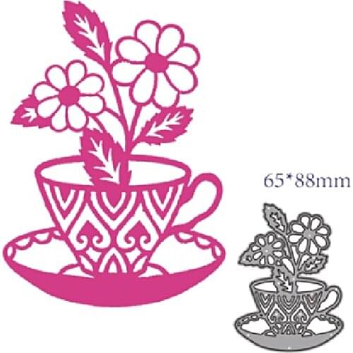 2021 New A cup of flowers Metal Cutting Dies Stencil Die Cut Scrapbooking Craft Stamps