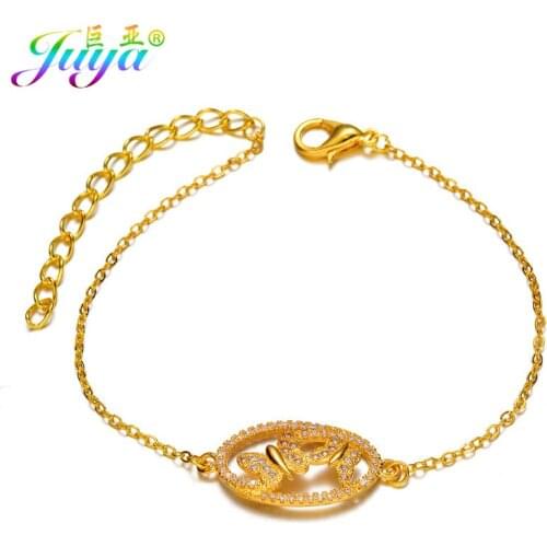 Wholesale Micro Pave Cubic Zirconia Butterfly Connector Charm Bracelets Gold Chains Women Fashion Bracelets For Christmas Gifts