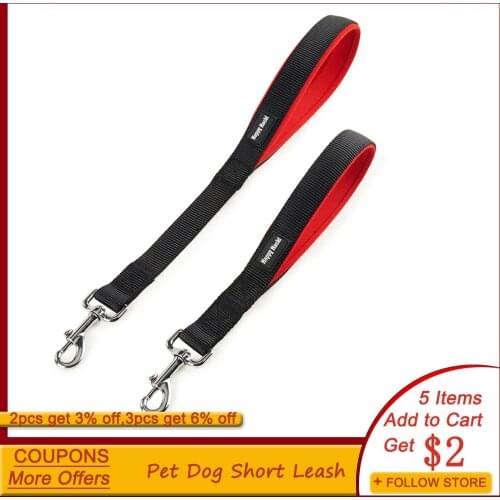 Pet Dog Short Leash With Comfortable Padded Handle For Medium Large Dogs Reflective Pet Fibers Leashes For Walking Training