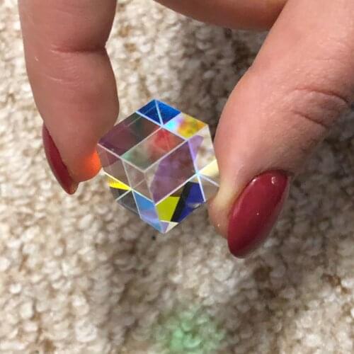 Prism Cube Photographic Dichroic Color K9 Rainbow Laser Cube Prism 28x28x28mm Size Crystal Teaching Customized
