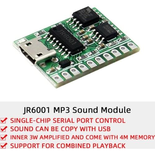 5pcs/Lot JR6001MP3 DFPlayer Mini Serial USB Control Recording Recognition Voice Custom Programmable Sound Recorder Module