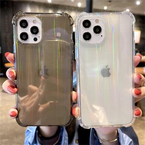 Moskado Glitter Clear Phone Case For iPhone 11 12 Pro Mini Max X XR XS Max 7 8 Plus SE 2020 Solid Shockproof Soft TPU Back Cover