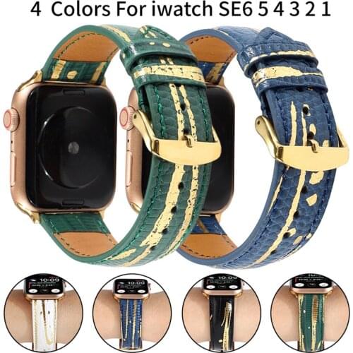 New Leather bronzing Strap for Spple Watch Band 6 5 4 40mm 44mm Belt Bracelet for iWatch Bands Series 6 SE 3 38mm 42mm Watchband