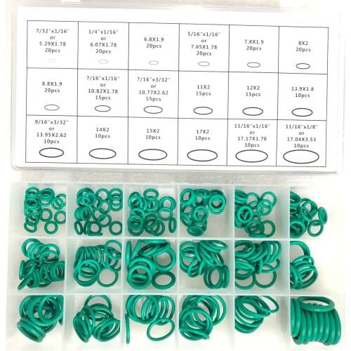 270PCS Rubber O Ring Wear Resistant Oil Seal Green Gaskets For Air Cylinder Valve Car Chemical Pipeline Carrier Roller