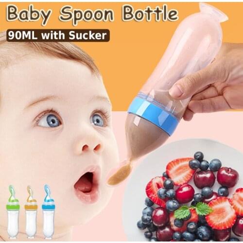 90ML Newborn Baby Feeding Bottle Silicone Spoons for Babies Infant Squeeze Feeder Milk Bottle Baby Kids Training Spoons Utensils