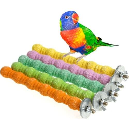 Bird Station Rack Toys Chew Bird Perch Rough-Surfaced Birdcage Stands Lovebird Parrot Parakeets Cockatiels