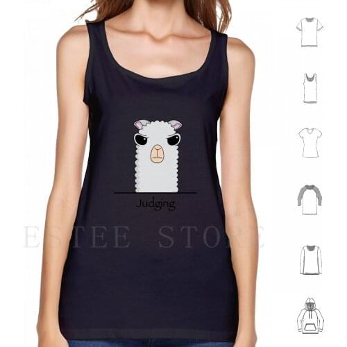 Judging Alpaca Tank Tops Vest Sleeveless Judging Alpaca Llama Fluffy Angry Grey Gray Disapproving Surly Cute Adorable