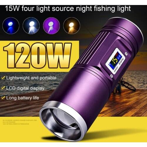 15W night fishing light four light sources long-lasting battery life digital display adjustable fishing USB charging light