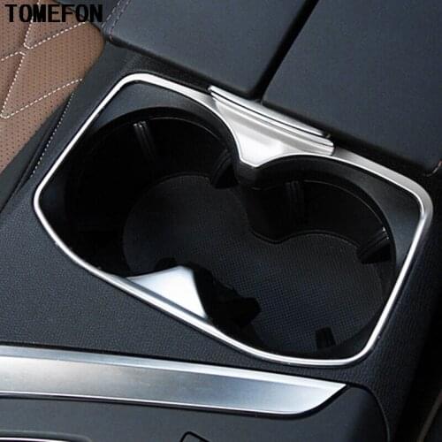 TOMEFON Stainless Steel Center Console Front Water Cup Holder Car Interior Cover Trim 1piece/Set For Peugeot 3008 GT 2017 2018