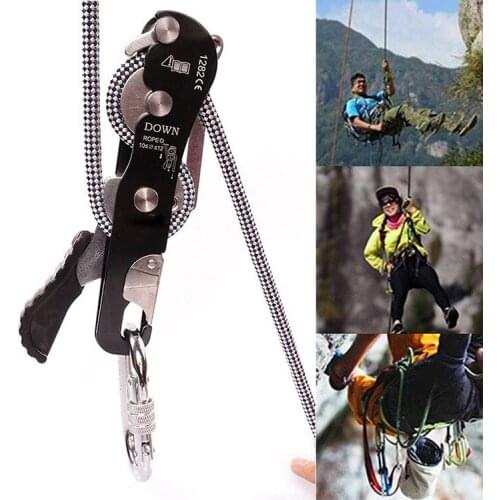 Climbing Stop Descender Rock Climbing Descent Device Device Downhill Abseiling Descender STOP Handle-Control Rappelling T2G6