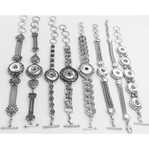 Vintage flower LOVE metal 18mm snap button jewelry bracelet DIY XHMN288