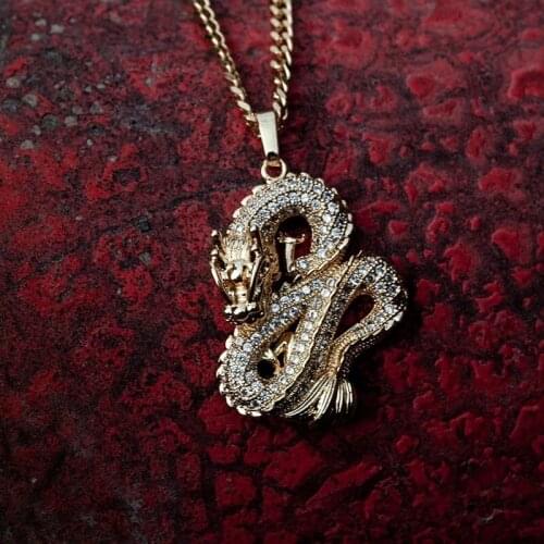 Jewelry 2021 CZ Dragon Pendant Necklaces for Women Men Gold Jewellery Cubic Zirconia Mascot Ornaments Lucky Symbol Necklaces