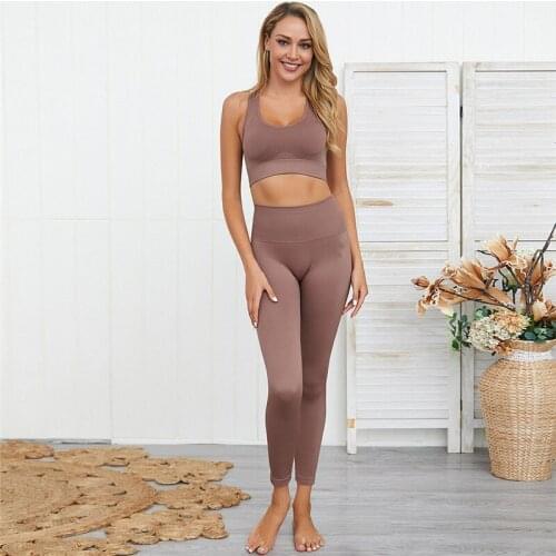 Green Hip Up Gym Leggings 2 Pieces Yoga Sets Padded Sports Bra Women Slimming Solid Fitness Sets 2019 Autumn Sports Suits