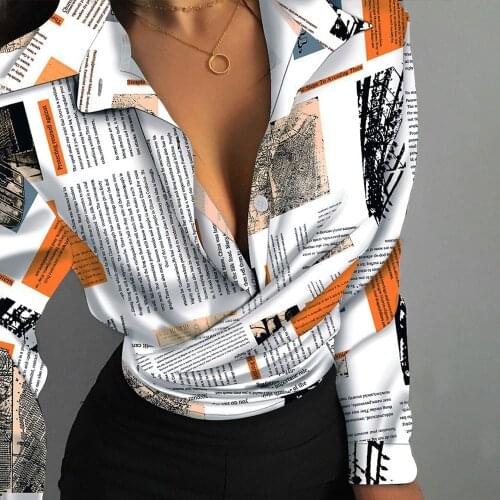 Autumn Sexy Deep V-neck Womens Shirt Blouses Casual Long-sleeve Fashion Floral Print Tops 2021 Woman Elegant Slim Blouse Shirts