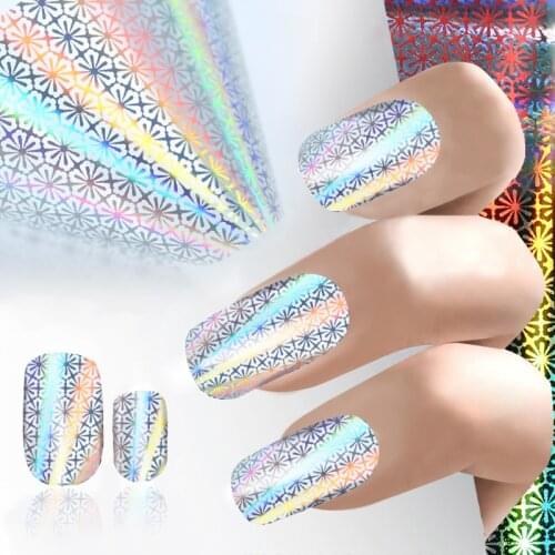 1roll 4m*100cm Nail Foil Laser Holographic Black Flower Nail Film Full Cover Nail Sticker Transfer Foil Decal For Nail