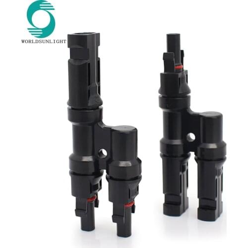 10Pair per lot WSPVT2 IP67 1000v 2 to 1 solar pv t branch connector for Solar Panel Parallel Connection